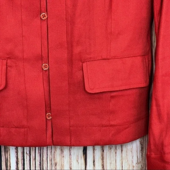 CAbi Red Valentine Linen Blend Blazer Jacket Size Medium - Picture 5 of 12